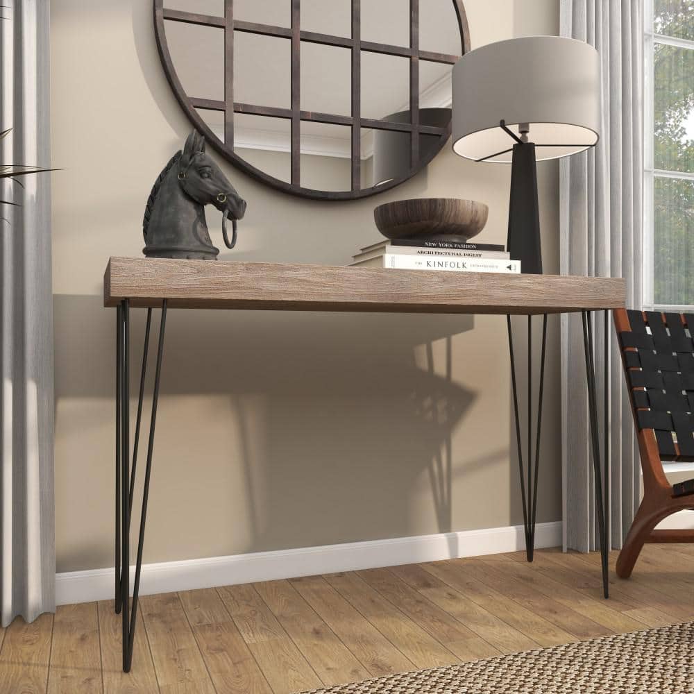 Modern Wood and Metal Console Table with Storage, 47'' Brown