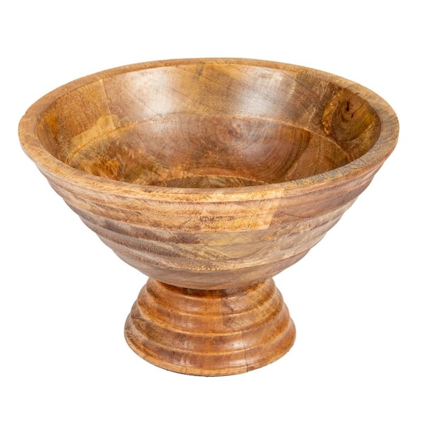 Storied Home 35 Fl. Oz. 9.75 In. Light Brown Mango Wood Serving Bowls ...