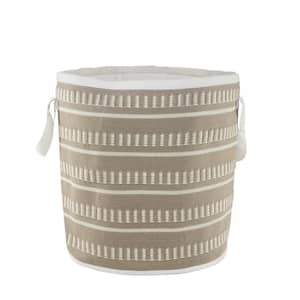 Valerie Dash Stripe Taupe / White Geometric Polyester Indoor/Outdoor Storage Basket