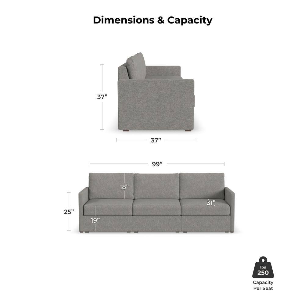 Gray Polyester Blend L-Shaped Sectional Sofa with Ottoman