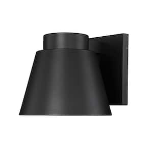 Asher Black Hardwired Outdoor Cylinder Wall Scone with Integrated LED