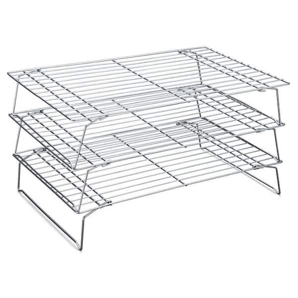 Stainless Steel Silver 3-Pack Stackable Tall Cooling Racks for Baking and Cooking, Oven and Dishwasher Safe