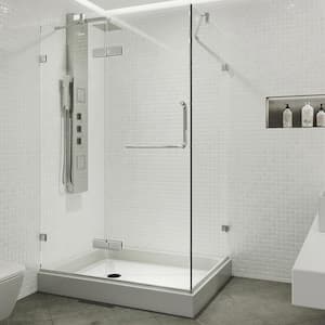 Monteray 32 in. L x 40 in. W x 79 in. H Frameless Hinged Rectangle Shower Enclosure Kit in Chrome with Clear Glass