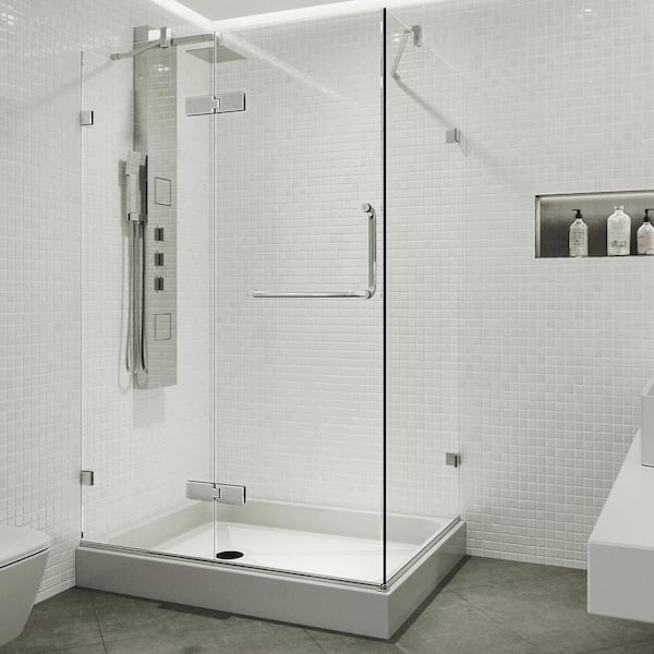 VIGO Monteray 32 in. L x 40 in. W x 79 in. H Frameless Pivot Rectangle Shower Enclosure Kit in Chrome with Clear Glass