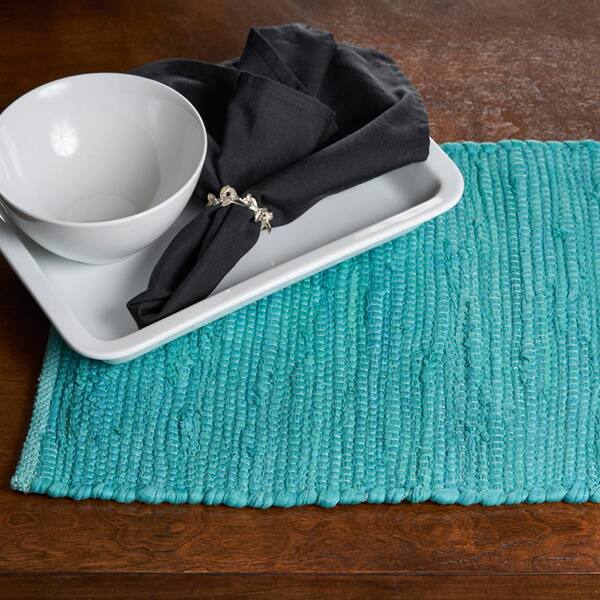 Tide Solid 19 in. x 13 in. Teal Cotton Placemat (Set of 4) Tide Solid 19 in. x 13 in. Teal Cotton Placemat (Set of 4)