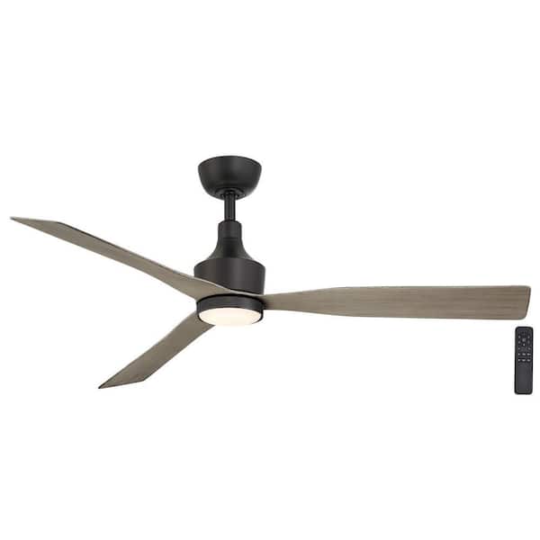 Ryland 52 in. Smart Indoor/Outdoor Matte Black Ceiling Fan with Adjustable White LED with Remote Powered by Hubspace