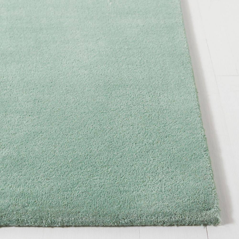 Art Deco Hand-Tufted Wool & Silk Green Square Rug - 5' x 5'