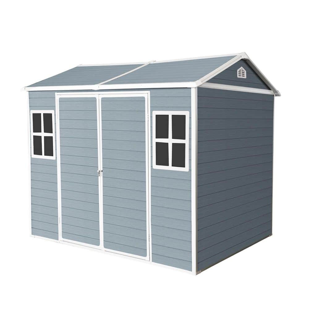 8 ft. W x 6 ft. D Outdoor Resin Shed with Floor Waterproof Storage Shed Too