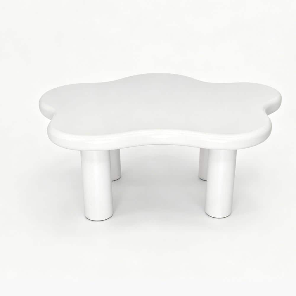 40 in. White Cloud-Shaped Coffee Table with 4 Round Legs for Living Room price history on PriceWatchPro