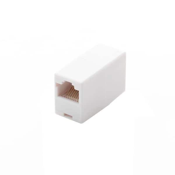 Commercial Electric White Ethernet Cable Extender F/F Inline RJ45 Coupler Connector Modular