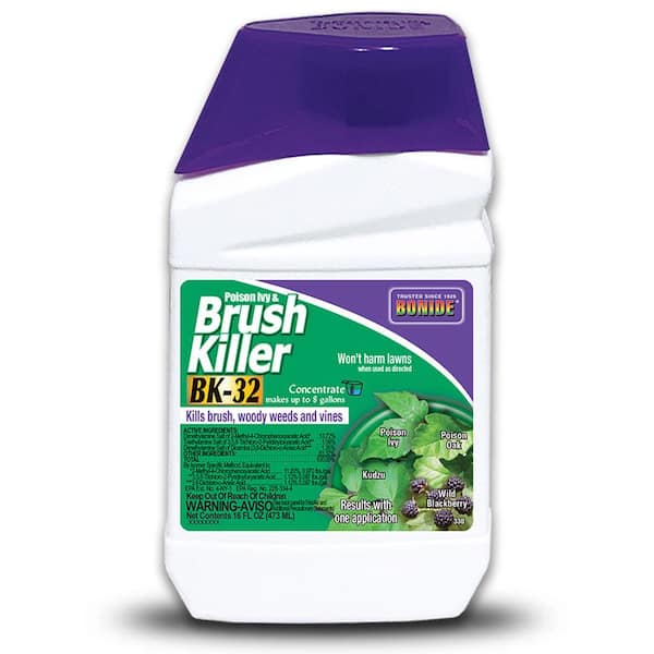 Bonide Poison Ivy and Brush Killer BK-32, 16 oz Concentrate, Safe for Lawn, Kills Poison Ivy, Poison Oak and Weeds