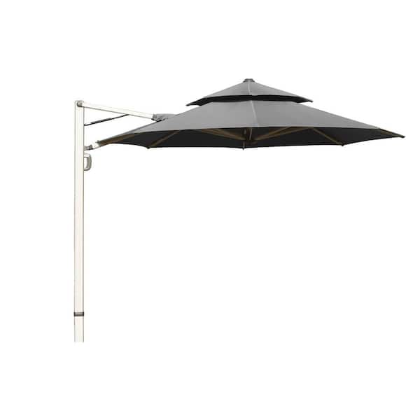 Sudzendf 10 ft. Round Cantilever Patio Umbrella in Gray with Center Pole