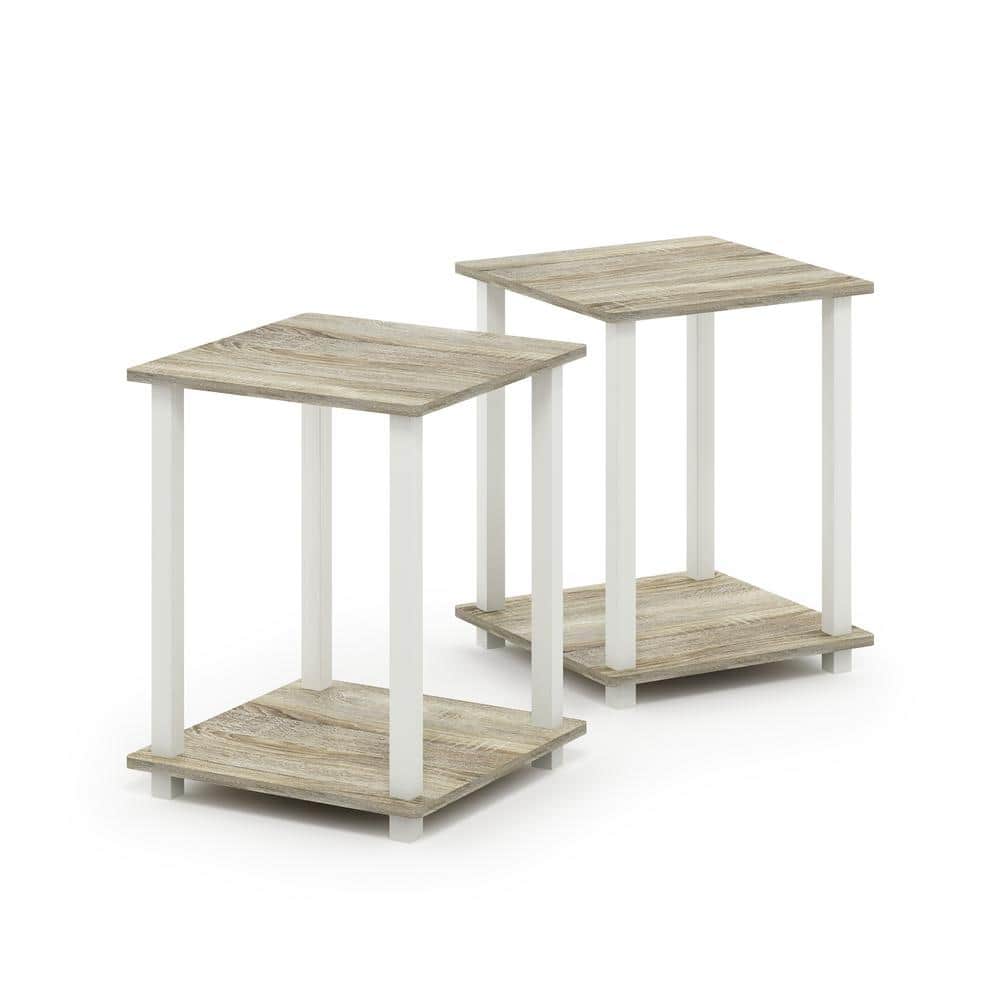Furinno Simplistic 15.6 in. Sonoma Oak/White End Table 12127OK/WH The