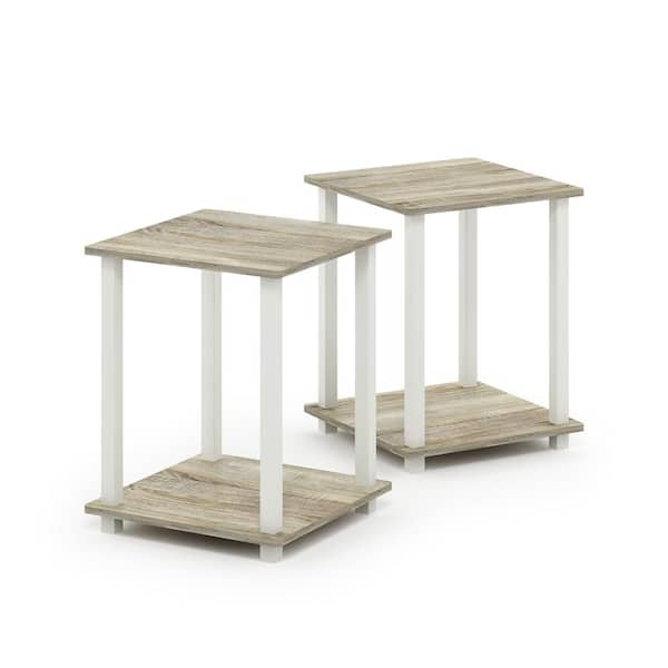 Furinno Simplistic 15.6 in. Sonoma Oak/White End Table