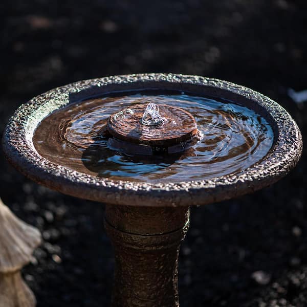 23.43 in. H Resin/Stone Powder and Glass Fiber 1 Tier Water Fountain for Outdoor Decor, Birdbath Fountain, Dark Brown