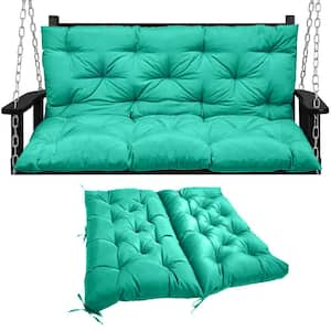 47 x 40 in 2-3 Seater Replacement Outdoor Swing Cushions with Back Support, Waterproof Bench Cushion (Lake blue)