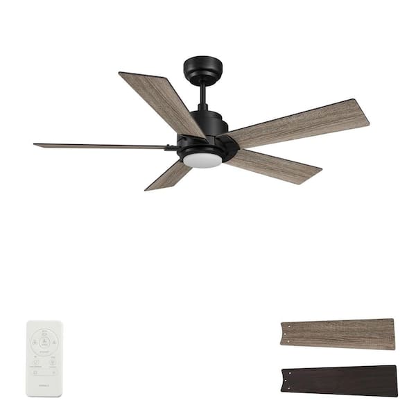 CARRO Aspen 48 in. Dimmable LED Indoor/Outdoor Black Smart Ceiling Fan with Light and Remote, Works with Alexa/Google Home
