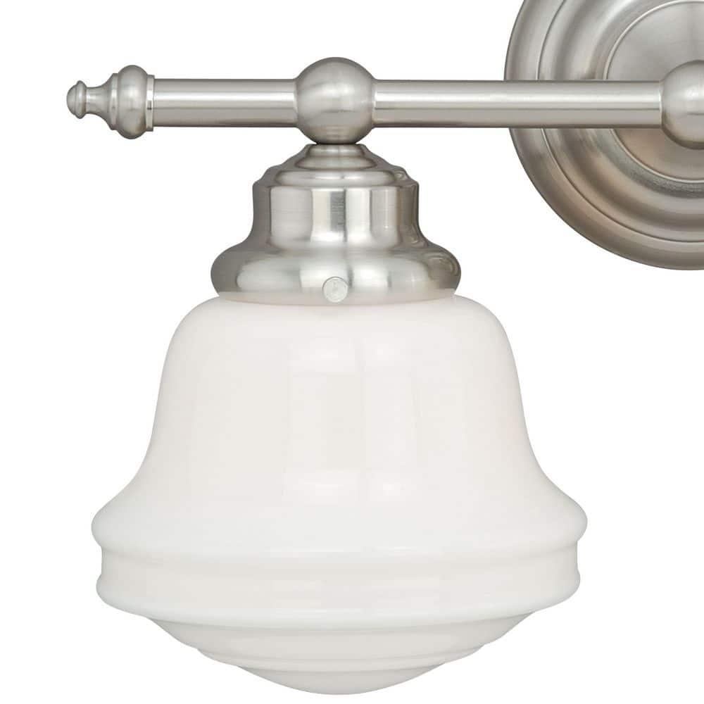 Huntley 16" Satin Nickel and White Glass Bathroom Vanity Light