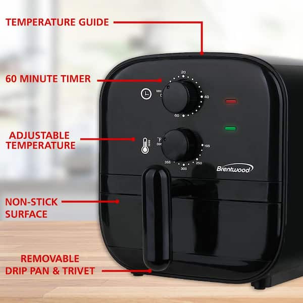 Cosmo 2.3 Quart Electric Air Fryer with Temperature Control, Timer, Auto Shut-Off, Non-Stick Tray, 1000W, Black