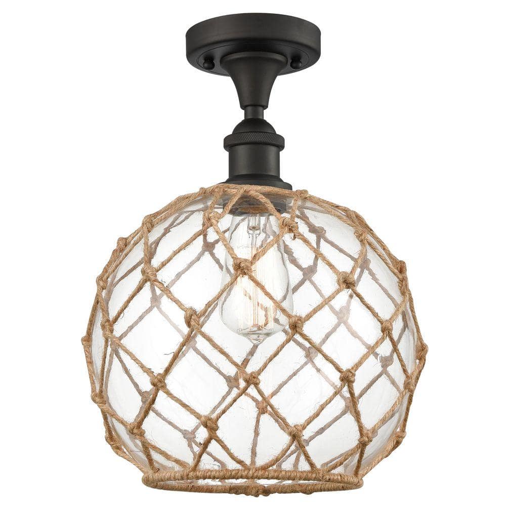 Innovations Farmhouse Rope 10 in. 1-Light Oil Rubbed Bronze Industrial ...