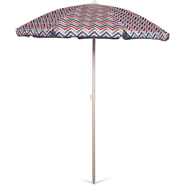 Unbranded 5.5 ft. Steel Pole Tilt Beach Umbrella in Navy Blue and Gray Pattern