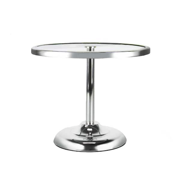 1-Tier Silver Round Glass Top Cake Stand Dessert Display 9.75 in.