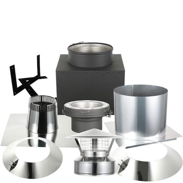 ALLFUEL HST AllFuel 6 in. x 24 in. Double Wall Chimney Pipe Through The Attic Starter Kit for 7/12 to 12/12 Sloped Roof