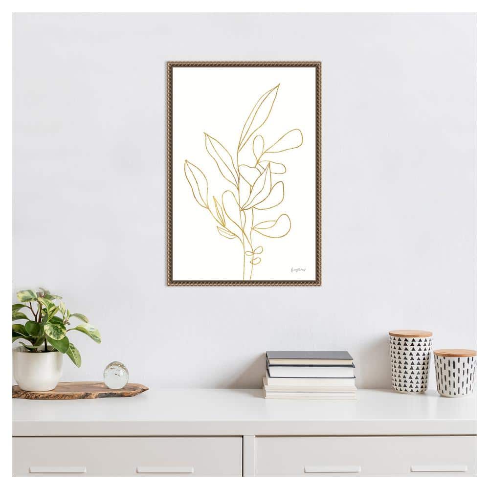 Amanti Art Rooted Florals V Gold by Becky Thorns Canvas Wall Art Print Framed 16 x 23-in.