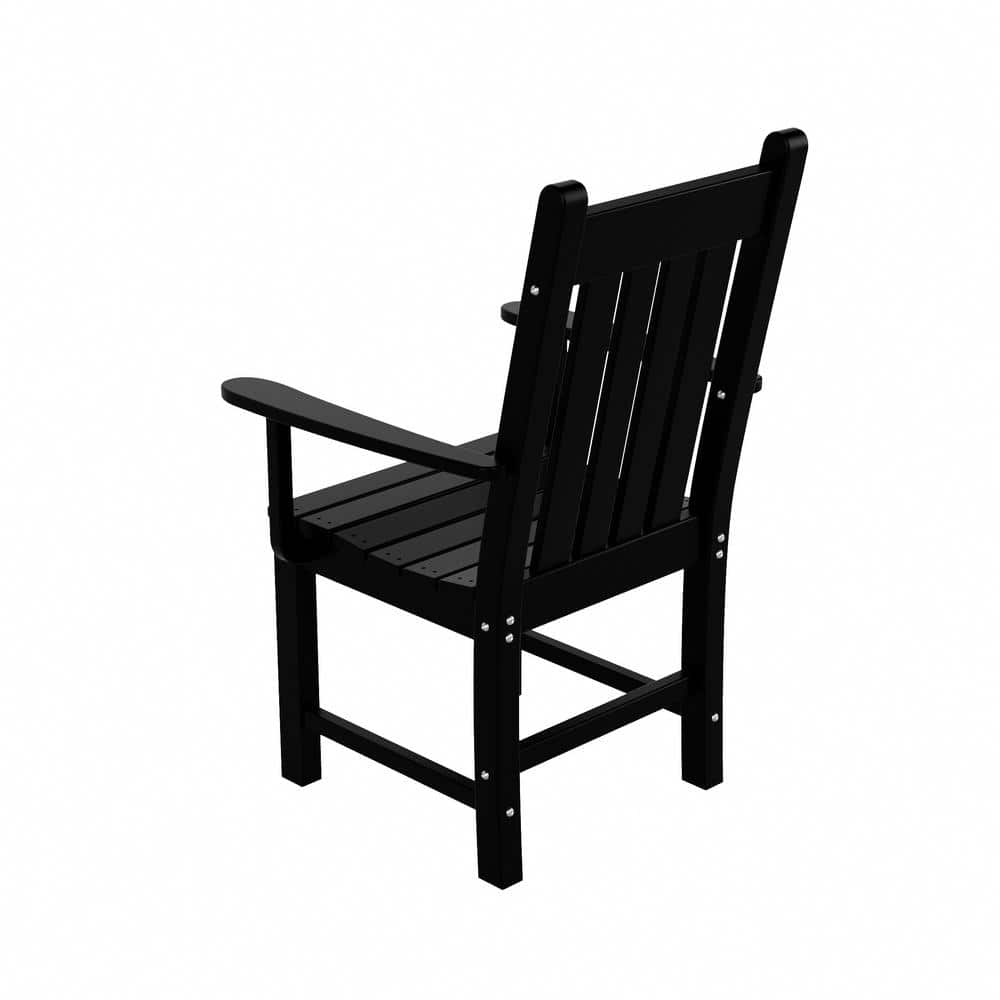 Black Outdoor Patio Dining Armchair with Contoured Back