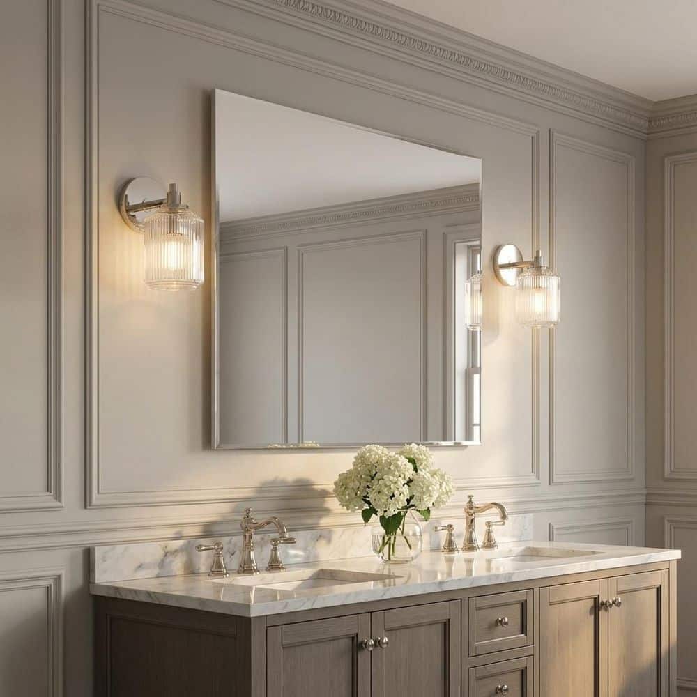Barstow 4.5 in. W x 9 in. H Polished Nickel Traditional Bathroom Wall Sconce with Clear Ribbed Glass Shade price history on PriceWatchPro