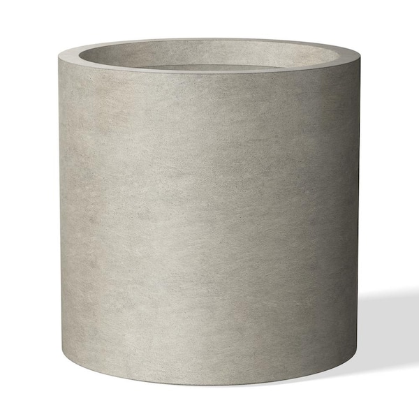 Lightweight 16 in. W. x 16 in. Light Gray Extra Large Tall Round Concrete Plant Pot/Planter for Indoor and Outdoor