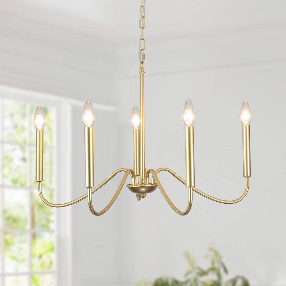 Clerise 5-Light Gold Classic Candle Style Modern Chandelier for Living Room Kitchen Island Dining Room Foyer price history on PriceWatchPro