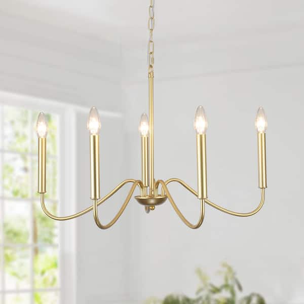 LWYTJO Clerise 5-Light Gold Classic Candle Style Modern Chandelier for Living Room Kitchen Island Dining Room Foyer