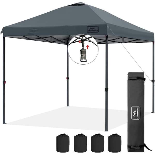 Zeus & Ruta 10 ft. x 10 ft. Dark Gray Outdoor Instant Pop Up Gazebo Canopy Tent with Adjustable Heights and Wheeled Carry Bag