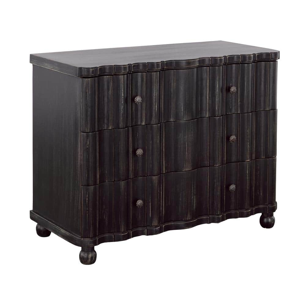 Coast to Coast imports Shadowbox Black Chest with Three Drawers 40 in ...