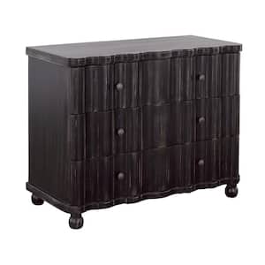 Shadowbox Black Chest with Three Drawers 40 in. W