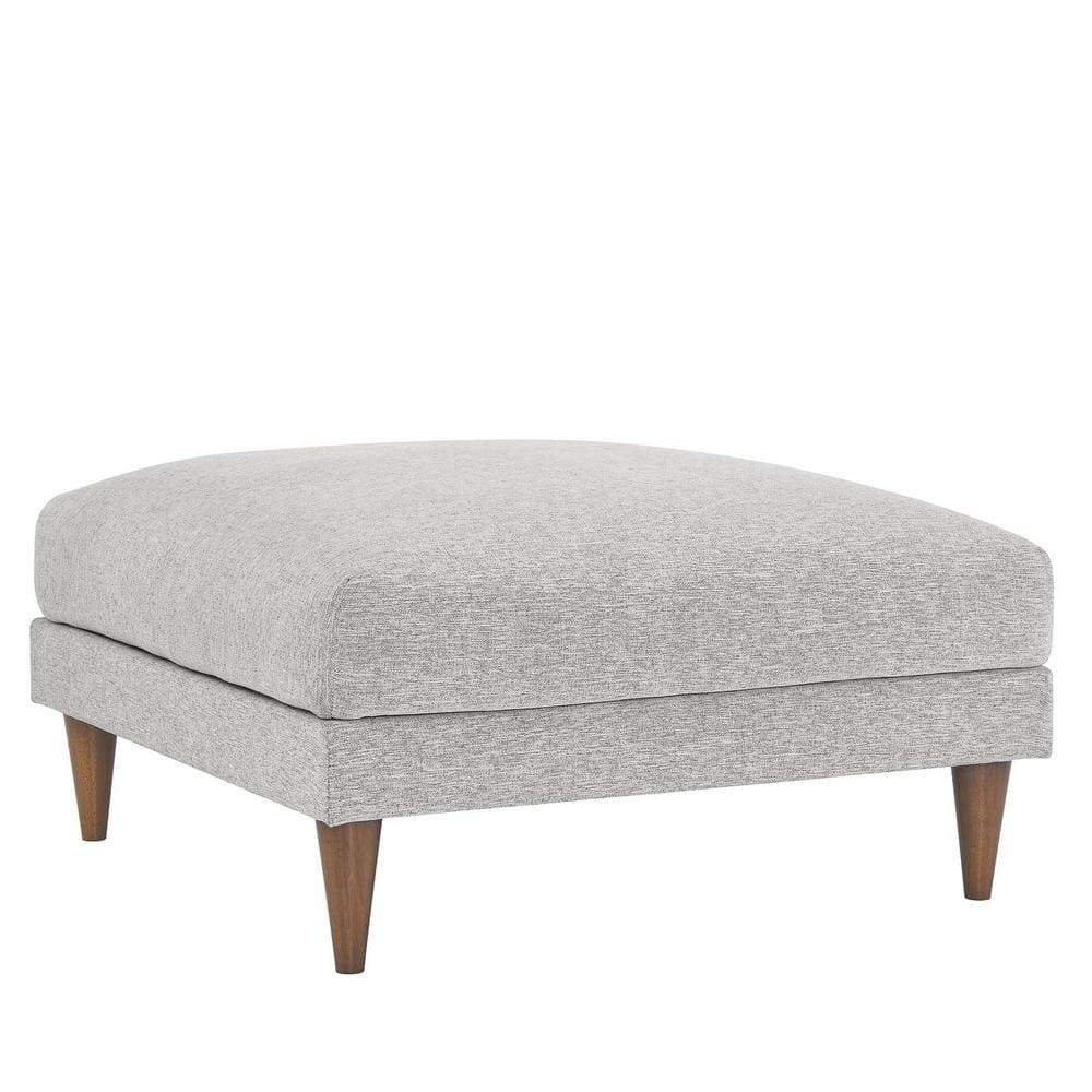 Zoya Down Filled Overstuffed Ottoman in Light Gray Fabric