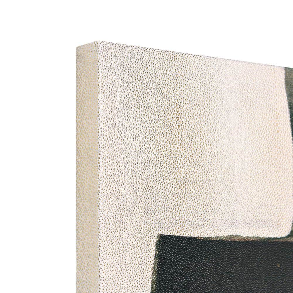 Bold Abstraction Black and White Art on Gold Shagreen Canvas Set