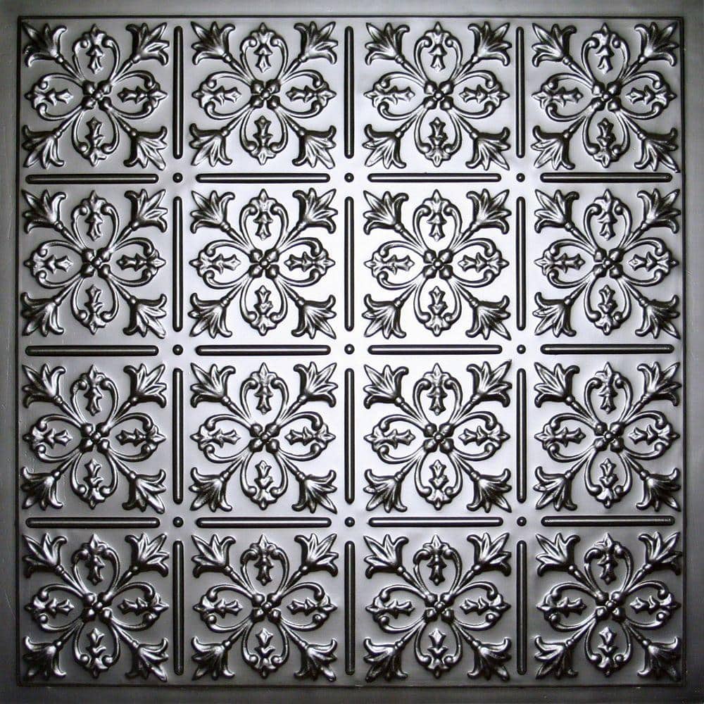 Ceilume Fleurdelis Black 2 ft. x 2 ft. Layin or Glueup Ceiling