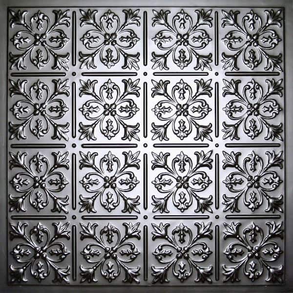 Ceilume Fleur-de-lis Black 2 ft. x 2 ft. Lay-in or Glue-up Ceiling Panel (Case of 6)