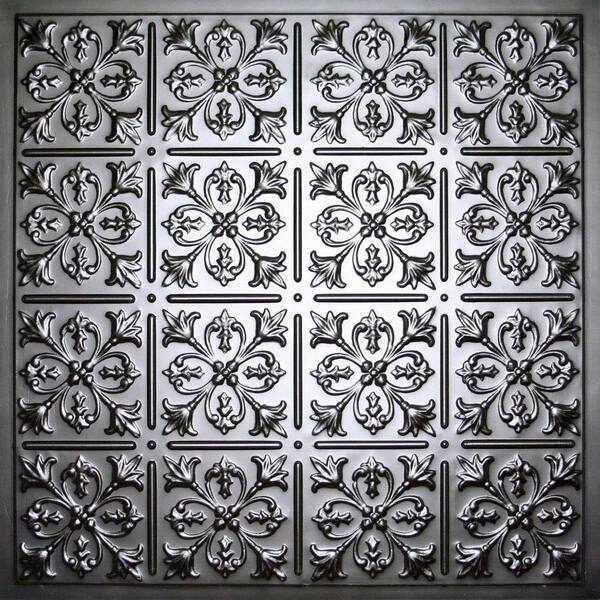 Ceilume Fleur-De-Lis Black Evaluation Sample, Not suitable for installation - 2 ft. x 2 ft. Lay-in or Glue-up Ceiling Panel