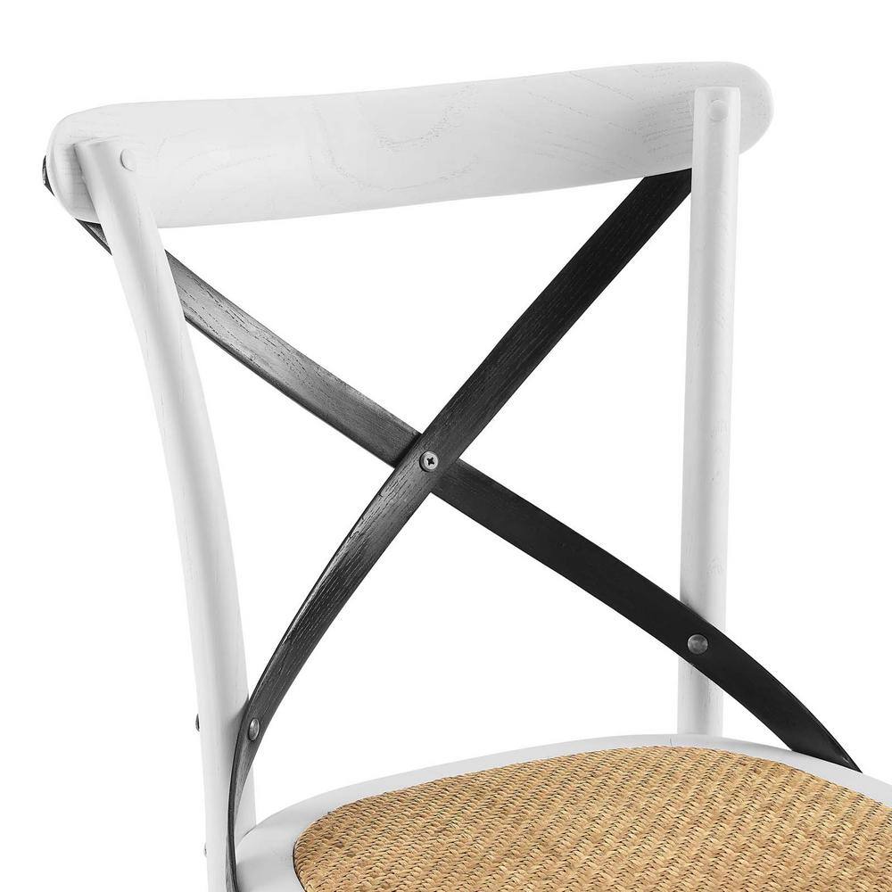 White and Black Cross Back Wood Dining Chair