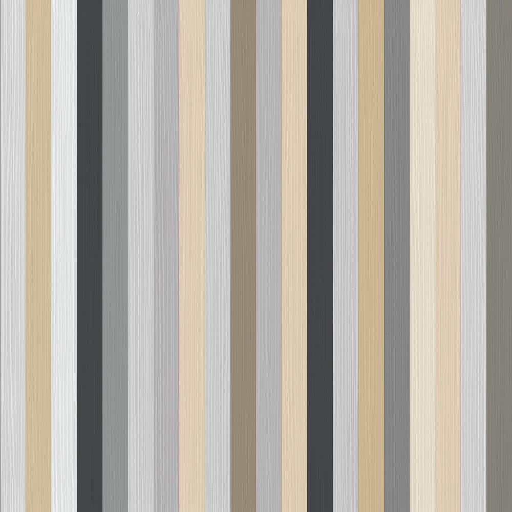 Riga Platino Stripe Grey / Cream / Black Metallic Finish Vinyl on Non-Woven