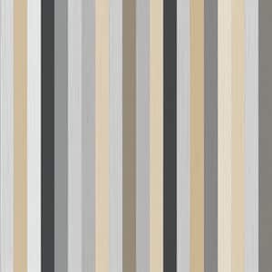 Riga Platino Stripe Grey / Cream / Black Metallic Finish Vinyl on Non-Woven Non-Pasted Wallpaper Roll
