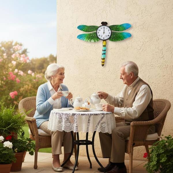 6.3 in Outdoor Wall Clock with Thermometer and Humidity, Silent