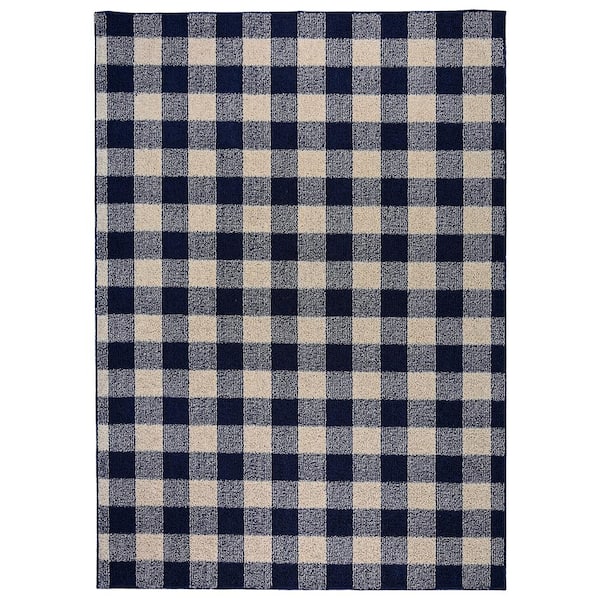 Garland Rug Country Living Navy/Ivory 5 ft. x 7 ft. Indoor/Outdoor Area Rug