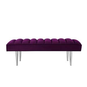 Amelia Purple 52.5 in.Velvet Bedroom Bench Backless Upholstered