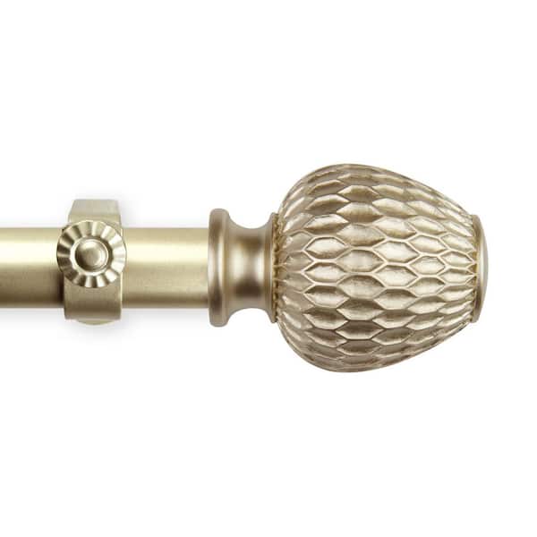 EMOH 160 in. - 240 in. Adjustable Single Curtain Rod 1 in. Dia in Gold with Adalee Finials