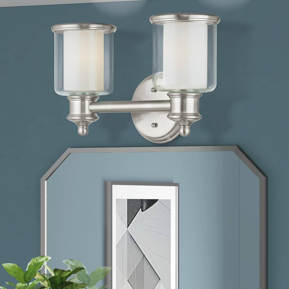 Elegant Brushed Nickel 2-Light Bath Vanity with Dimmable Feature
