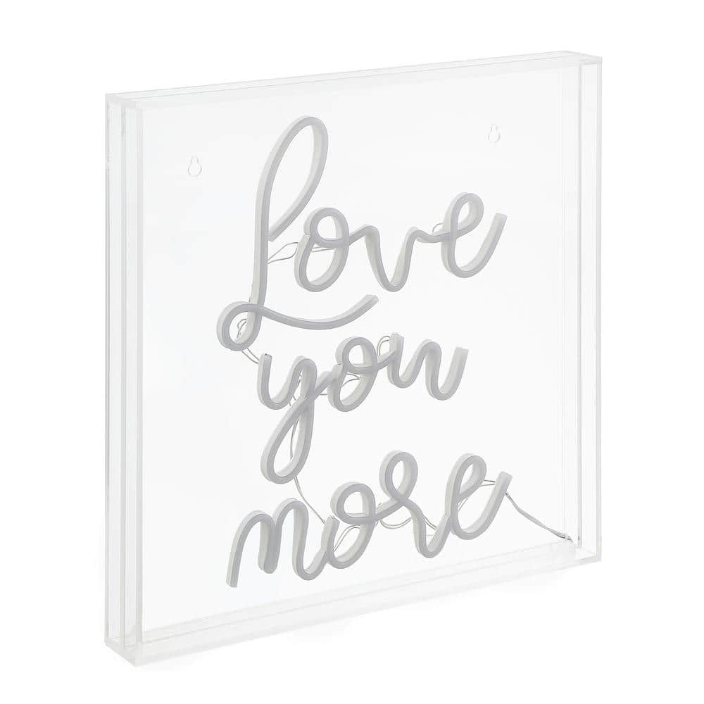 Love You More White Acrylic Box USB LED Neon Light